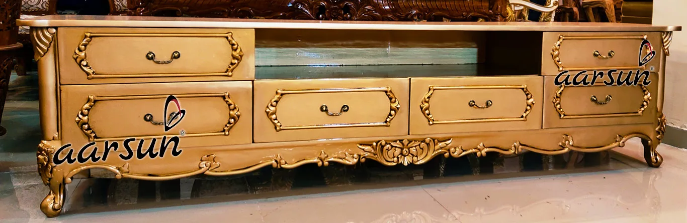 Antique Gold Wooden TV Cabinet view 3