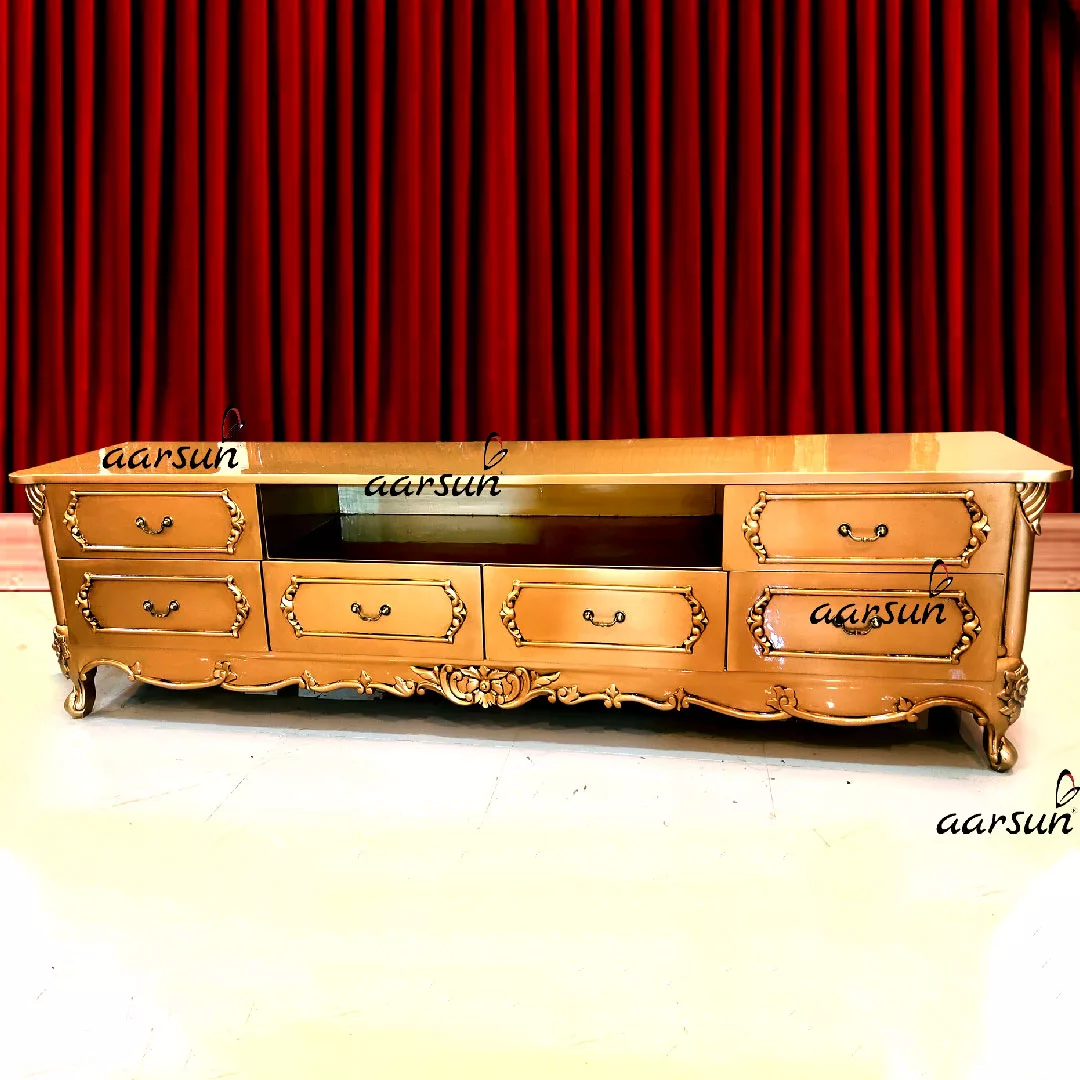 Antique Gold Wooden TV Cabinet