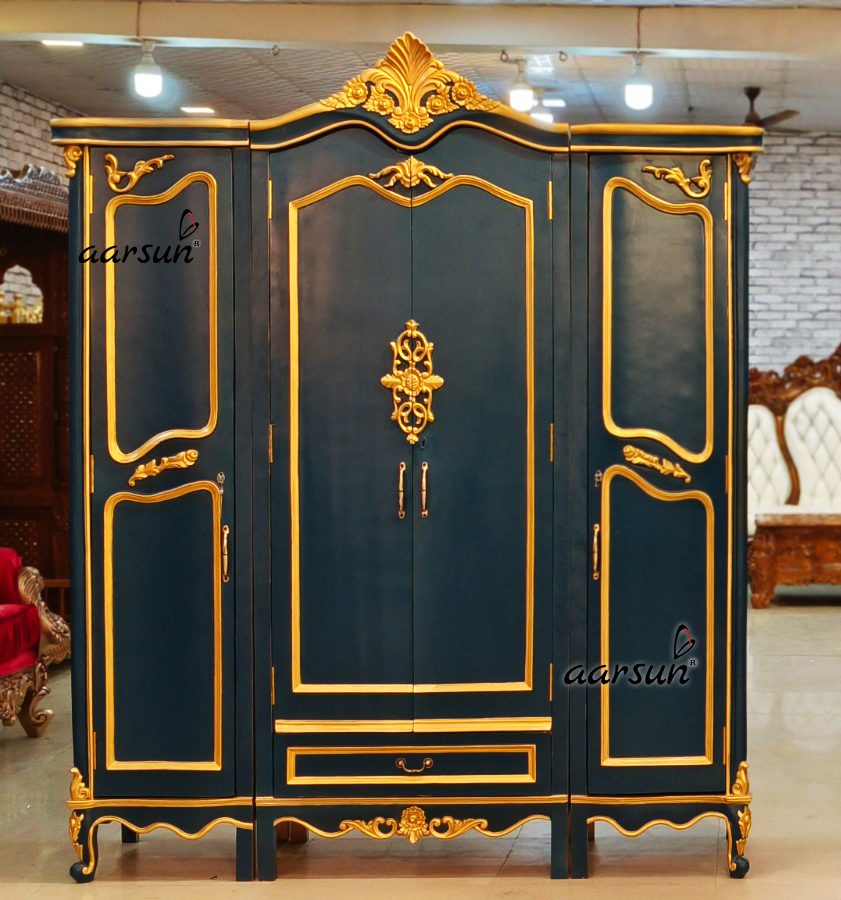 Exclusive Wardrobe in Persian Blue, Wooden Almirah view 4