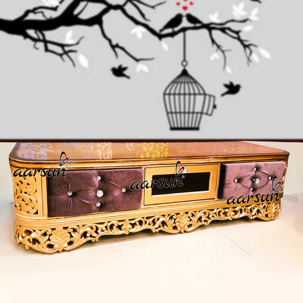 Gold Finish TV unit for hall view 5