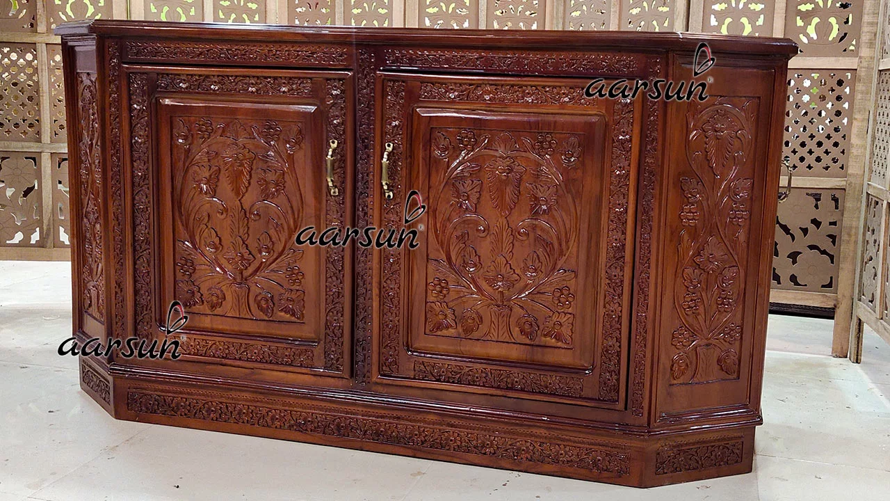 Hand Carved Bar Unit with Swivel Doors view 3