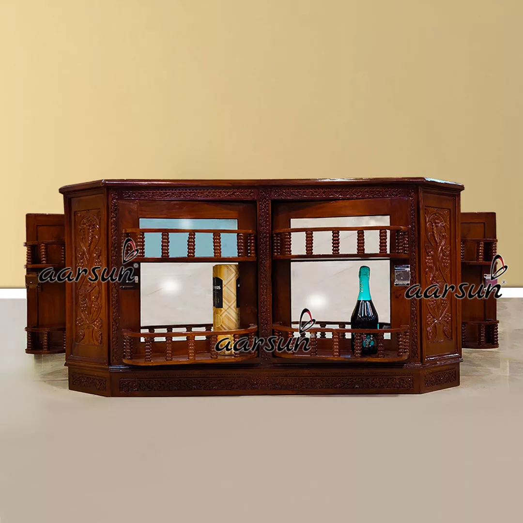 Hand Carved Bar Unit with Swivel Doors