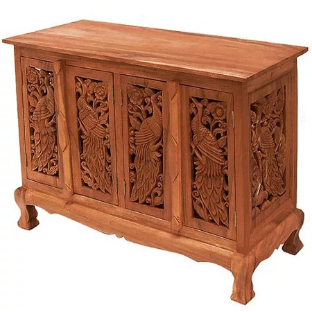Handcrafted Peacock Design Cabinet view 3