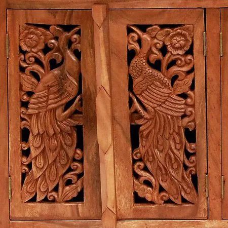 Handcrafted Peacock Design Cabinet view 4