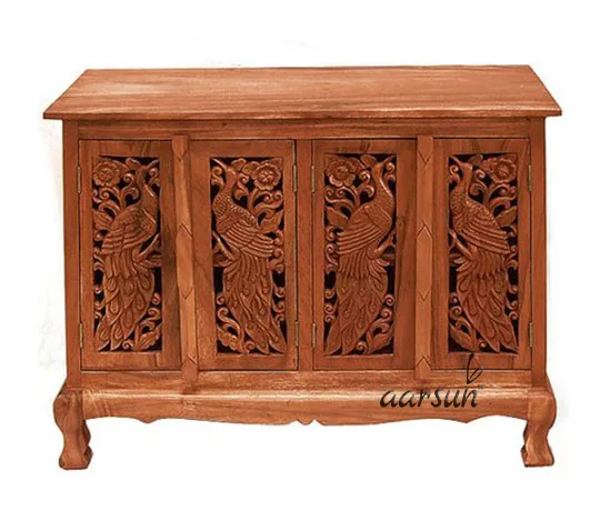 Handcrafted Peacock Design Cabinet
