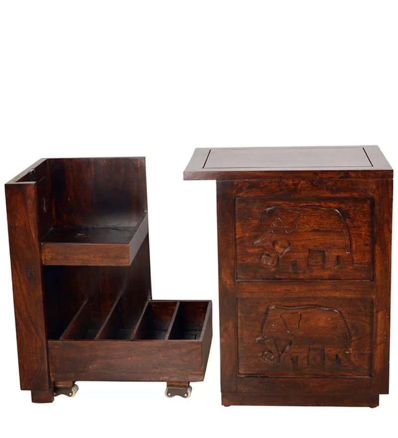 Handcrafted Sheesham Wood Bar Cabinet view 3