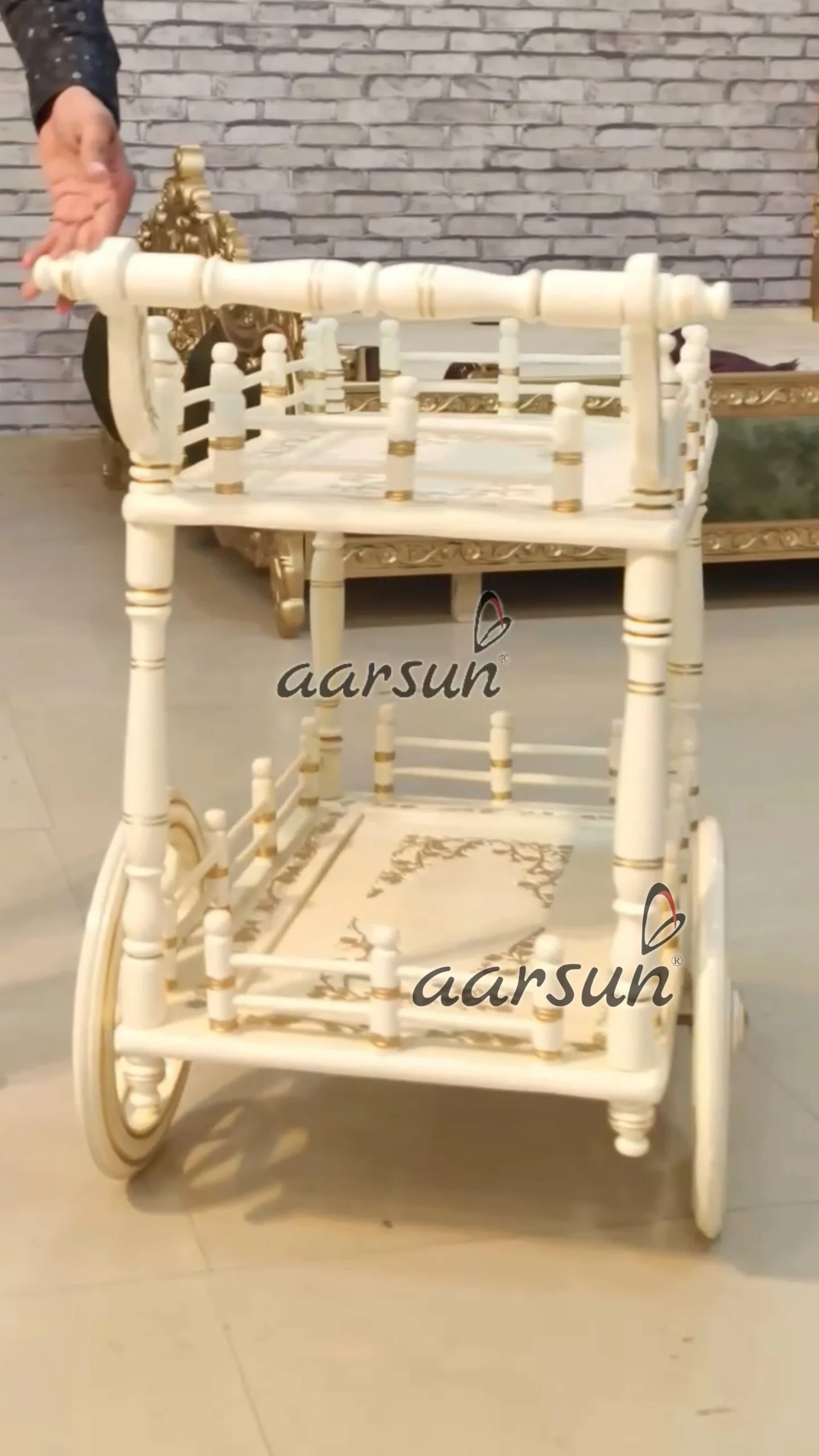 Latest Kitchen Trolley in White Paint view 4