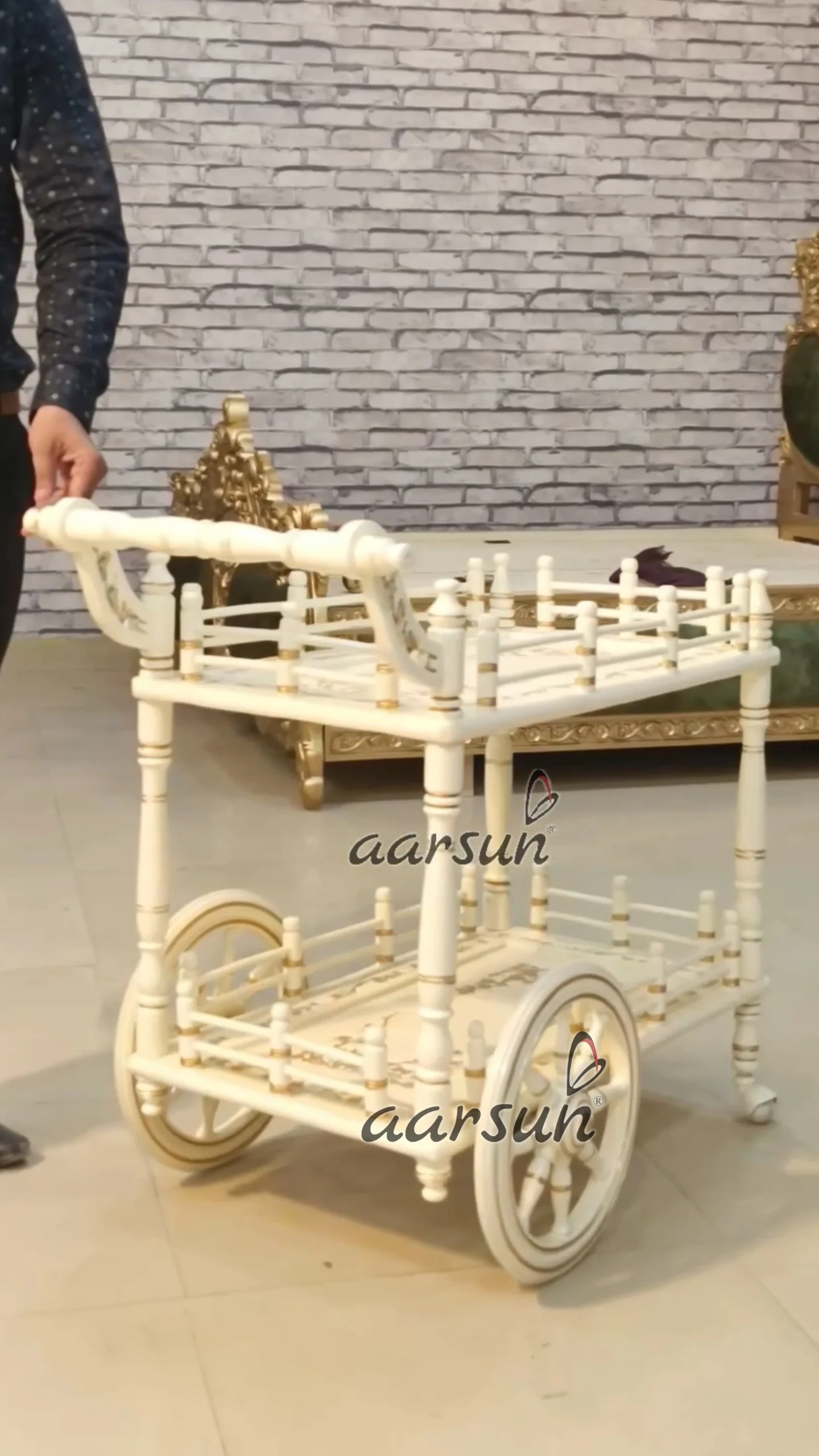 Latest Kitchen Trolley in White Paint