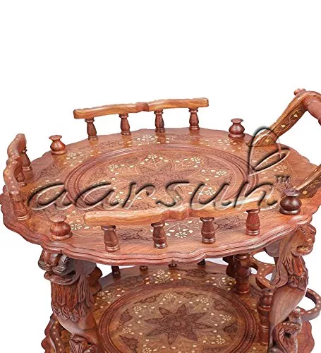 Round Serving Cart with wheels view 3