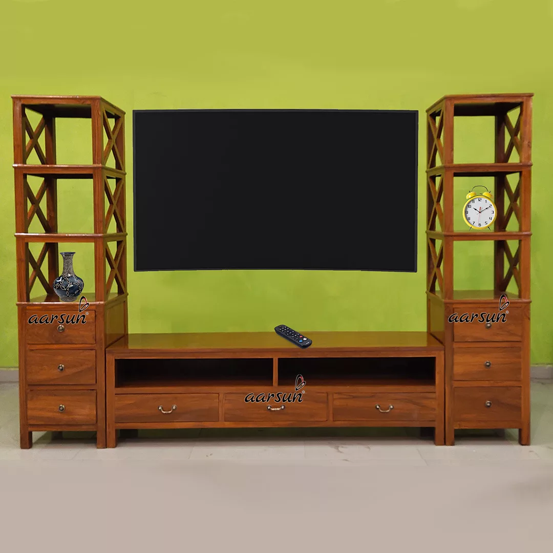 Solid Wood TV Unit Entertainment Console view 3