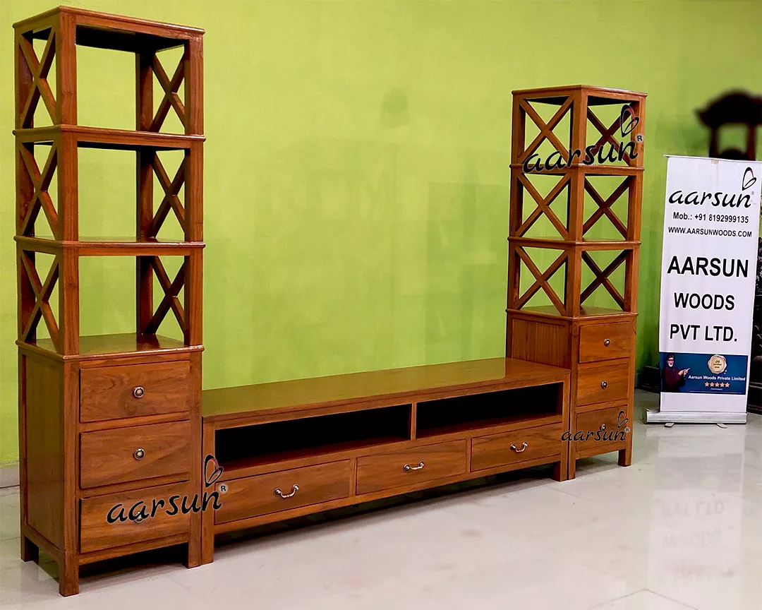 Solid Wood TV Unit Entertainment Console view 5
