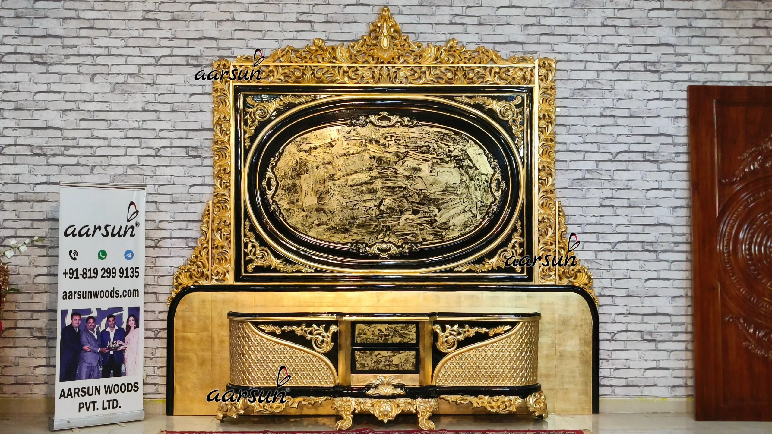 Turkish Style Tv Unit In Black And Gold