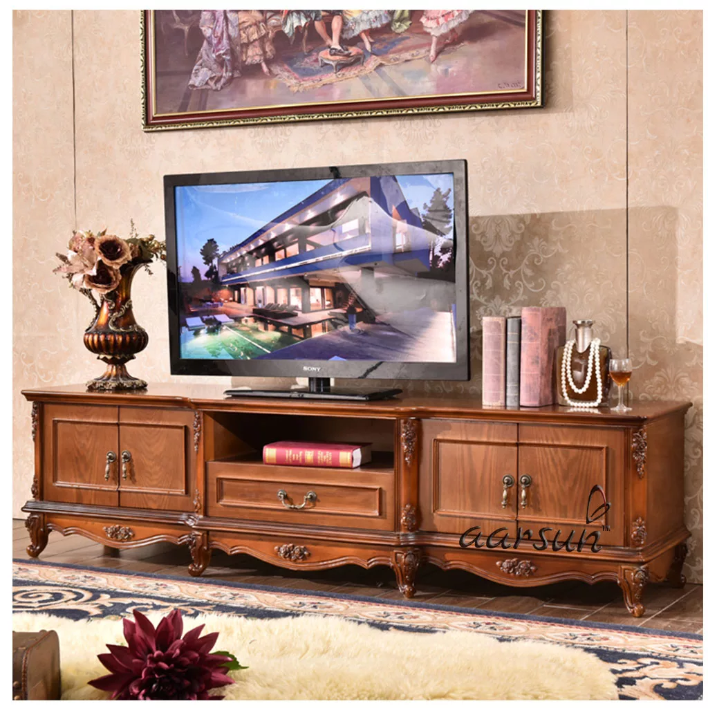 Wooden TV Cabinet with Antique Style