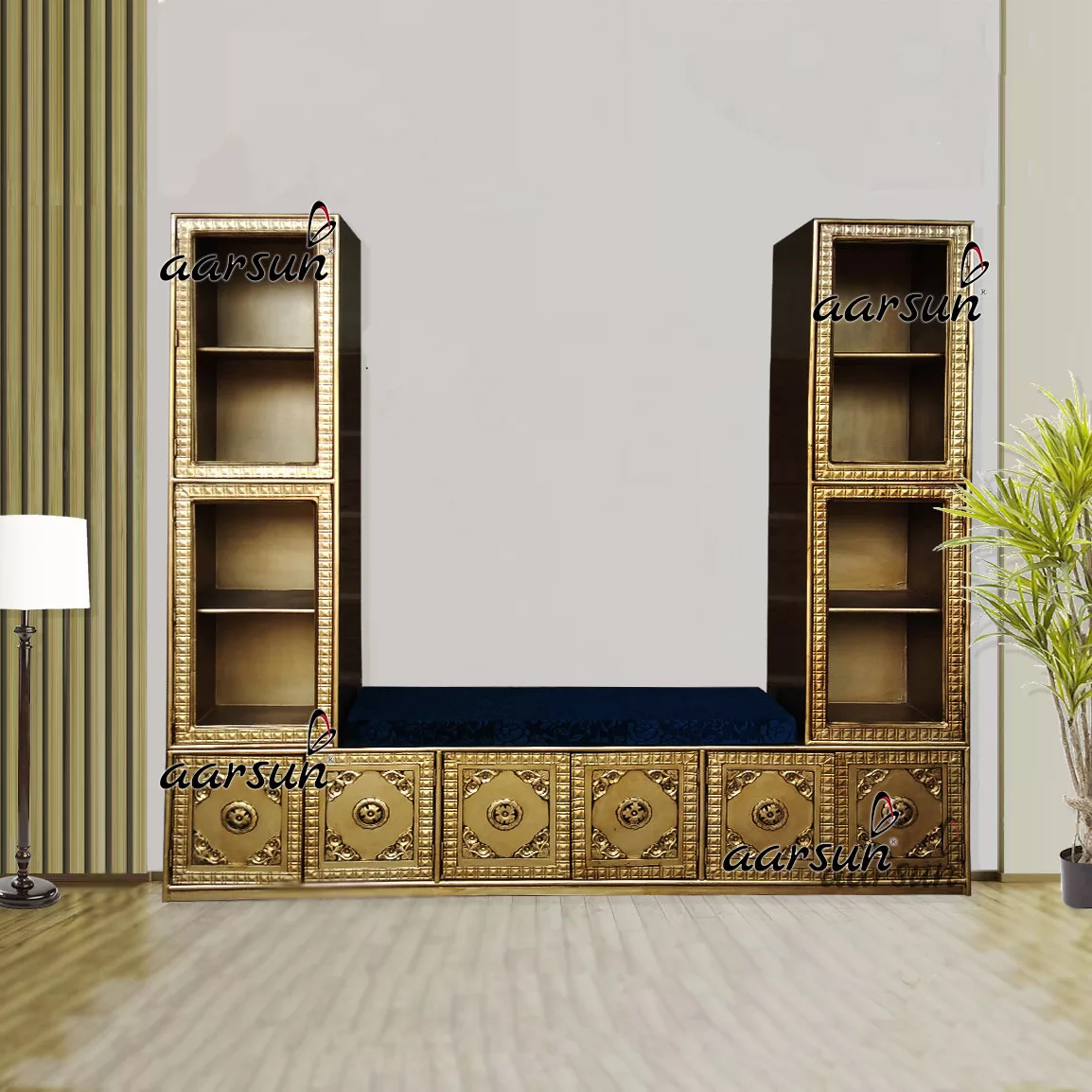 Wooden TV Unit in Gold Polish